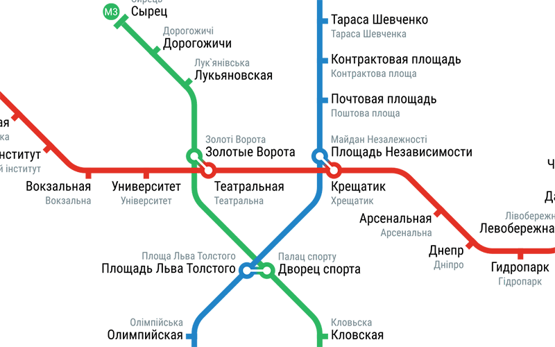 Фрагмент схемы Киевского метро