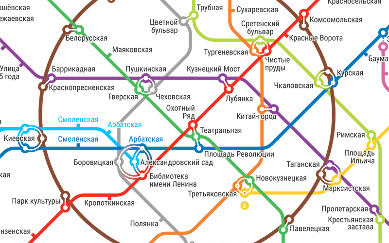 Фрагмент схемы Московского метро